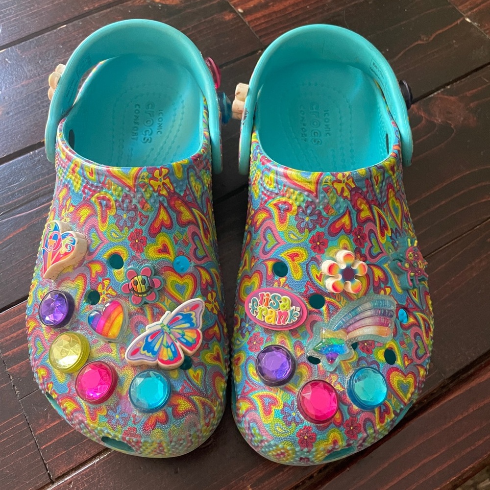 Lisa Frank Crocs w/ charms